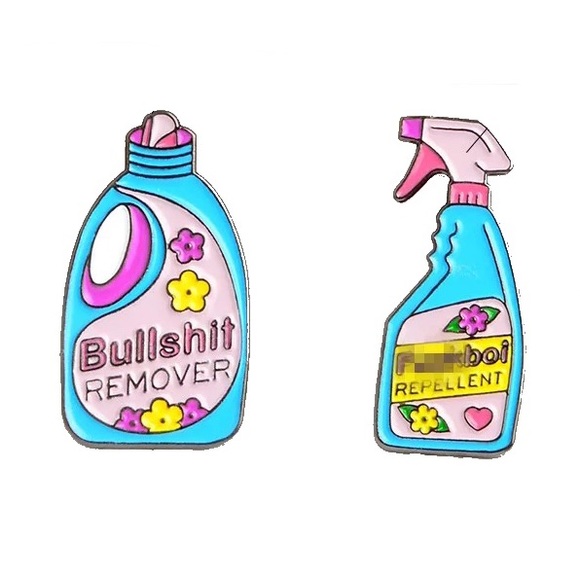 1 LEFT‼️ F*Boi Repellant Enamel Pin Funny NSFW Spray Bottle Sassy Badge Gift - Picture 5 of 11